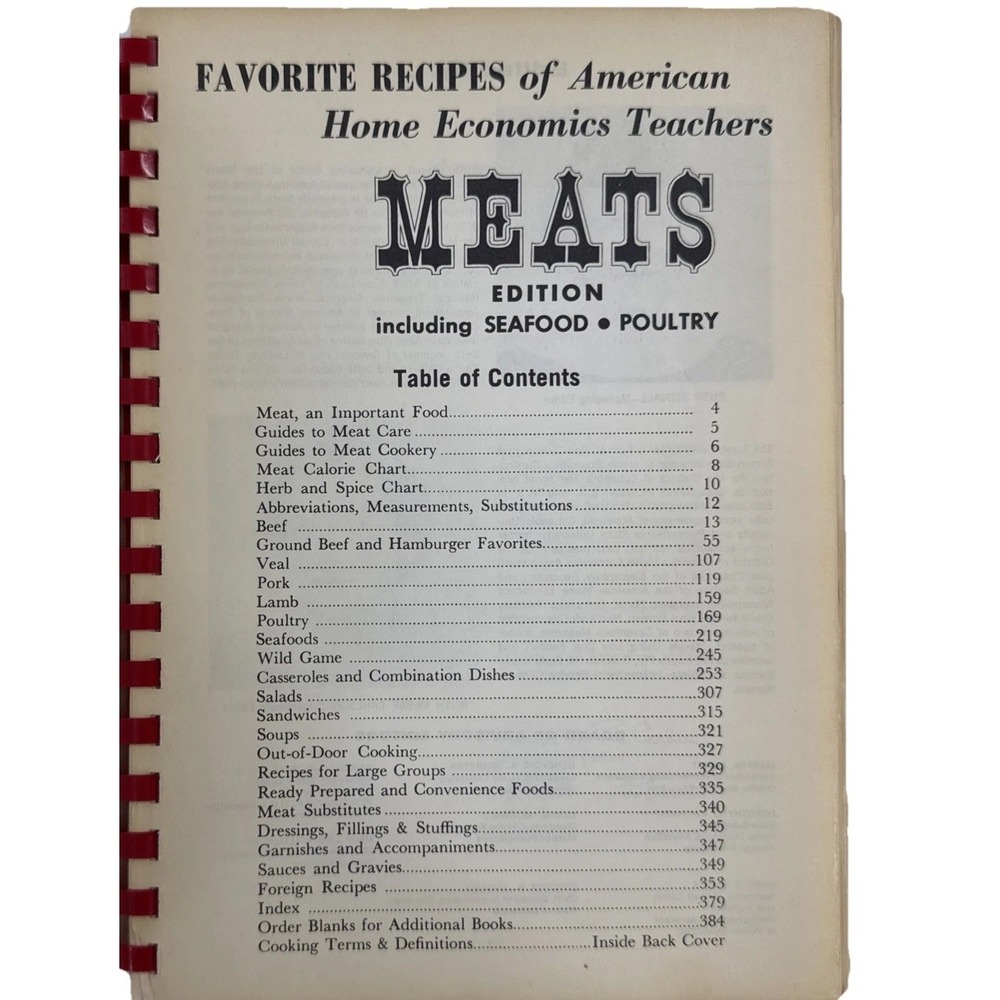 Favorite Recipes of American Home Economics Teachers Meats Spiral Cookbook 1962 - Picture 4 of 5
